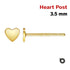 1 Pair, 14k Gold Filled Heart Post Earring, 3.5 mm, (GF-793)